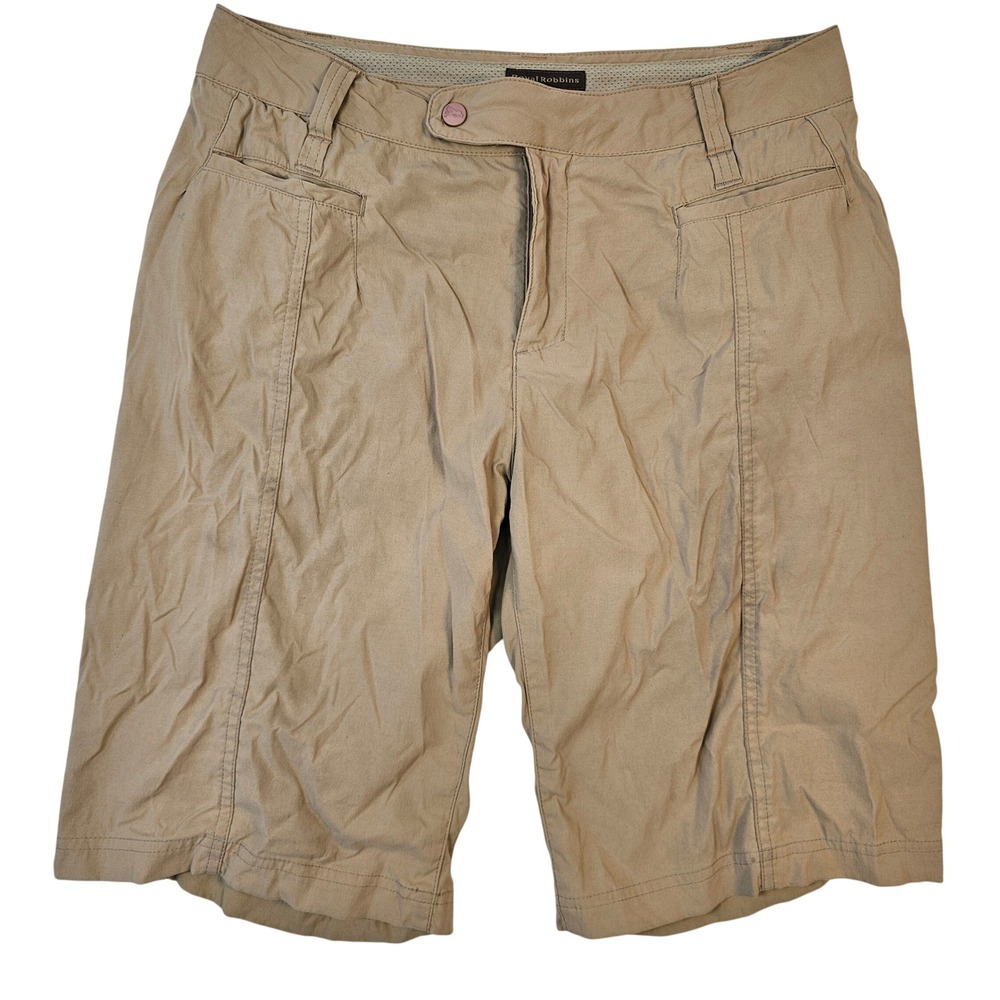 Royal Robbins Womens Khaki Tan Hiking Shorts Size 8 Nylon Spandex Stretch